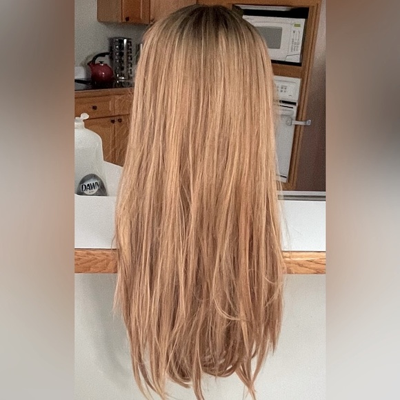 Long straight ombré wig with bangs 100% human hair BLEND must have ❤️ - Picture 2 of 15